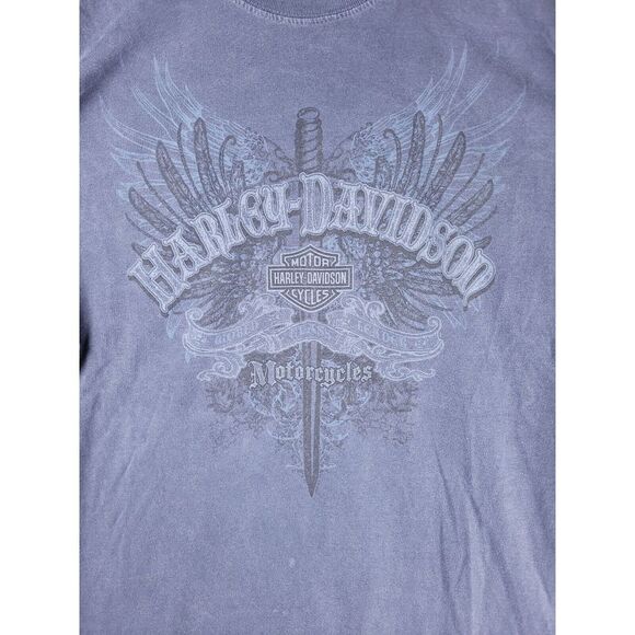 Harley Davidson Shirt Men's 2XL Cape Fear NC Sword Angel Wings Long Sleeve - Picture 2 of 7